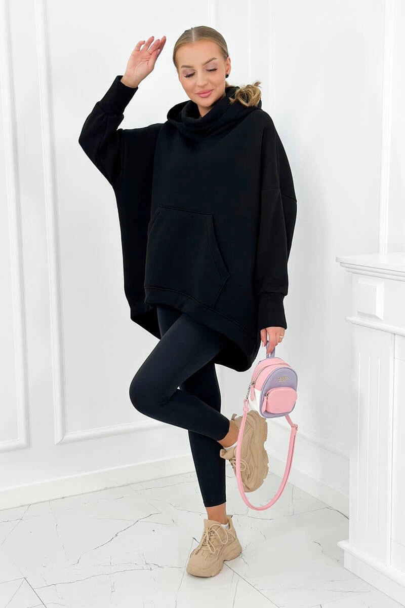 Oversize insulated sweatshirt 9374 / – Black цвет / color | Lexline Fashion