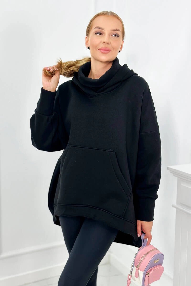 Oversize insulated sweatshirt 9374 / – Black цвет / color | Lexline Fashion