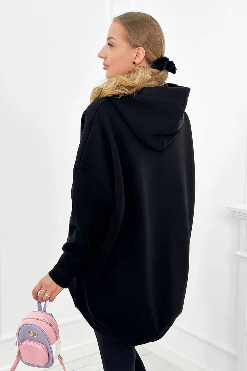 Oversize insulated sweatshirt 9374 / – Black цвет / color | Lexline Fashion
