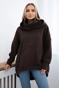 Oversize insulated sweatshirt 9374 / – Brown цвет / color | Lexline Fashion