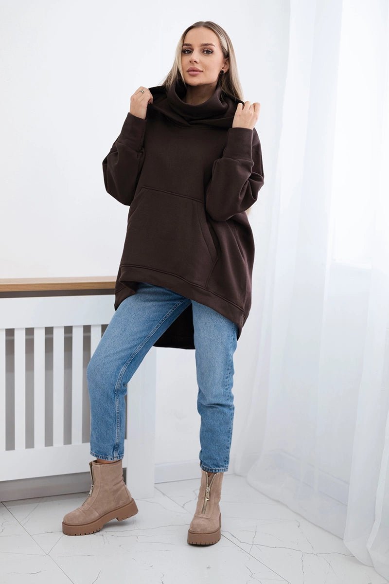 Oversize insulated sweatshirt 9374 / – Brown цвет / color | Lexline Fashion