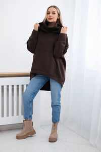 Oversize insulated sweatshirt 9374 / – Brown цвет / color | Lexline Fashion