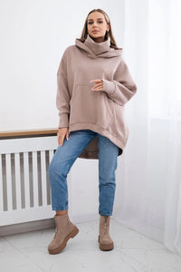 Oversize insulated sweatshirt 9374 / – Dark || beige цвет / color | Lexline Fashion