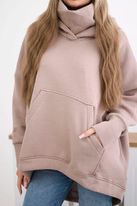 Oversize insulated sweatshirt 9374 / – Dark || beige цвет / color | Lexline Fashion