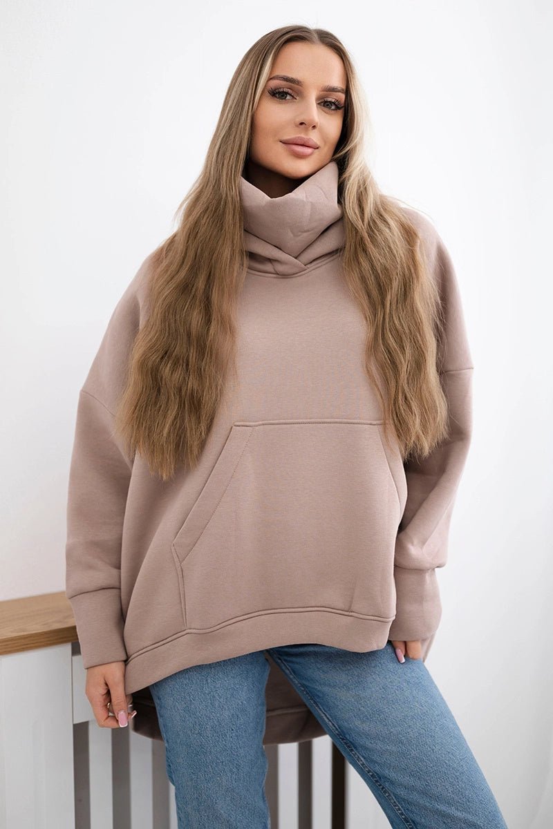 Oversize insulated sweatshirt 9374 / – Dark || beige цвет / color | Lexline Fashion
