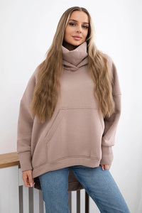 Oversize insulated sweatshirt 9374 / – Dark || beige цвет / color | Lexline Fashion