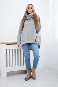 Oversize insulated sweatshirt 9374 / – Gray цвет / color | Lexline Fashion