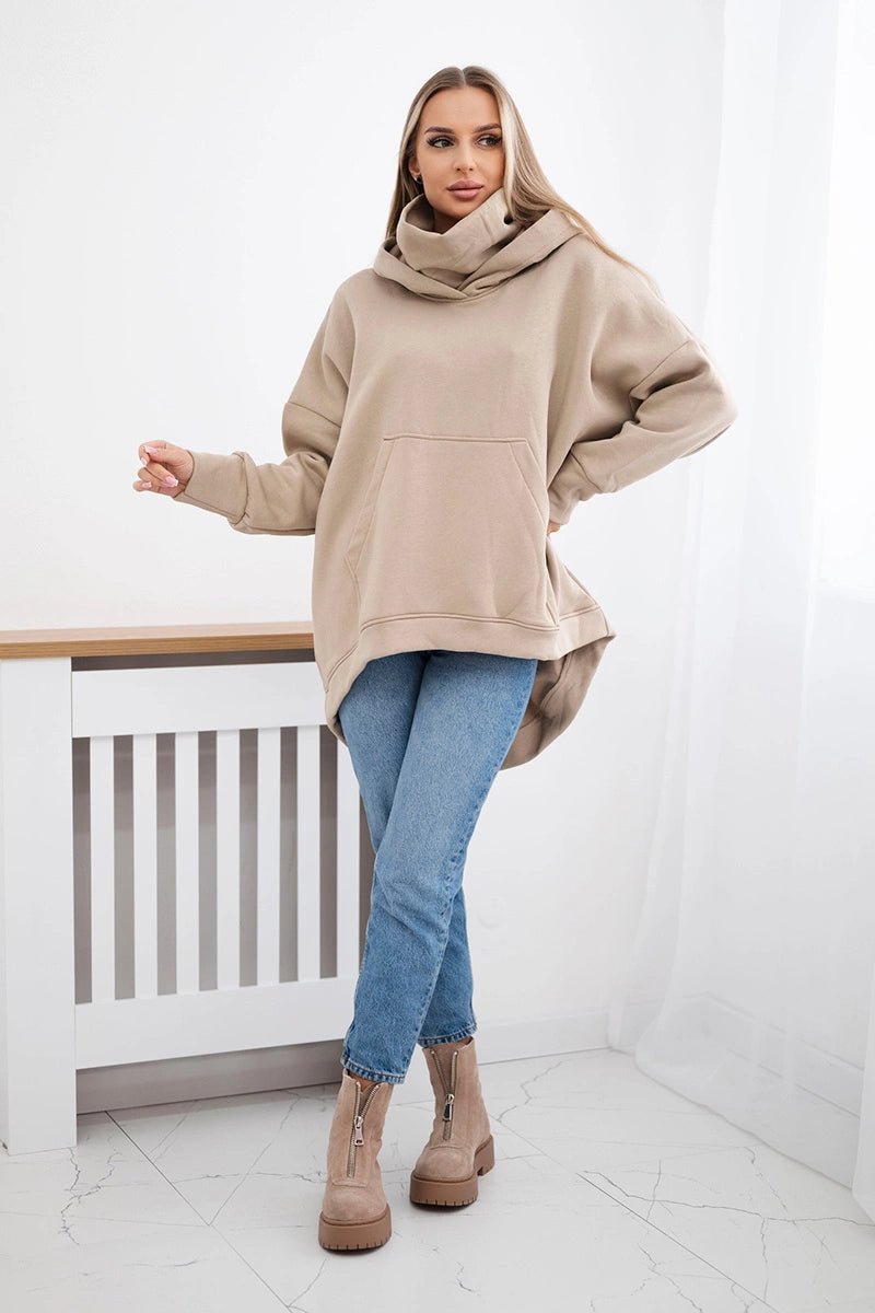 Oversize insulated sweatshirt 9374 / – Light || Beige цвет / color | Lexline Fashion