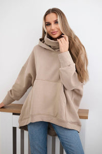 Oversize insulated sweatshirt 9374 / – Light || Beige цвет / color | Lexline Fashion