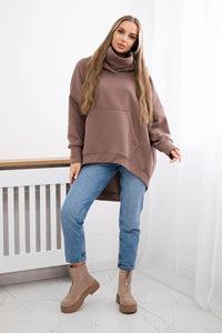 Oversize insulated sweatshirt 9374 / – Mocca цвет / color | Lexline Fashion