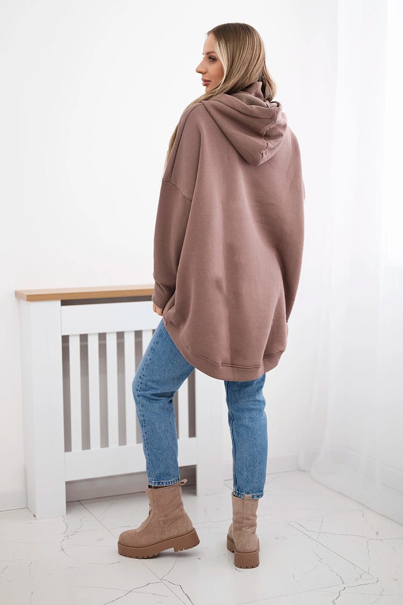 Oversize insulated sweatshirt 9374 / – Mocca цвет / color | Lexline Fashion