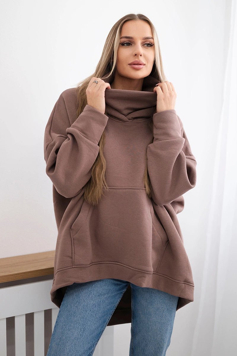 Oversize insulated sweatshirt 9374 / – Mocca цвет / color | Lexline Fashion