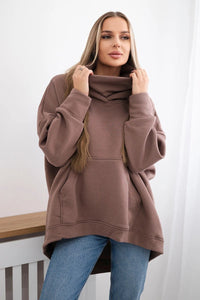 Oversize insulated sweatshirt 9374 / – Mocca цвет / color | Lexline Fashion