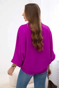 Oversized blouse fastened with buttons IT - 18 / – Dark || purple цвет / color | Lexline Fashion
