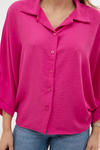 Oversized blouse fastened with buttons IT - 18 / – Fuchsia цвет / color | Lexline Fashion