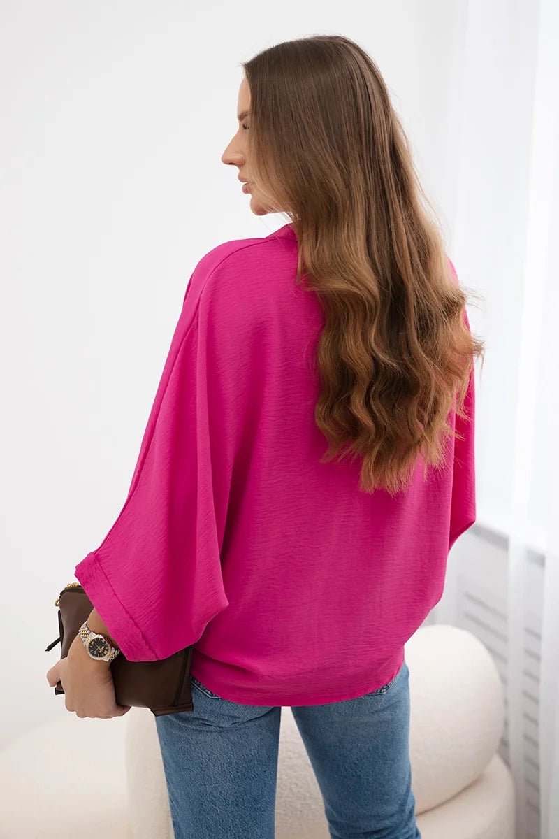 Oversized blouse fastened with buttons IT - 18 / – Fuchsia цвет / color | Lexline Fashion