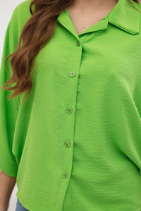 Oversized blouse fastened with buttons IT - 18 / – Green || Light цвет / color | Lexline Fashion