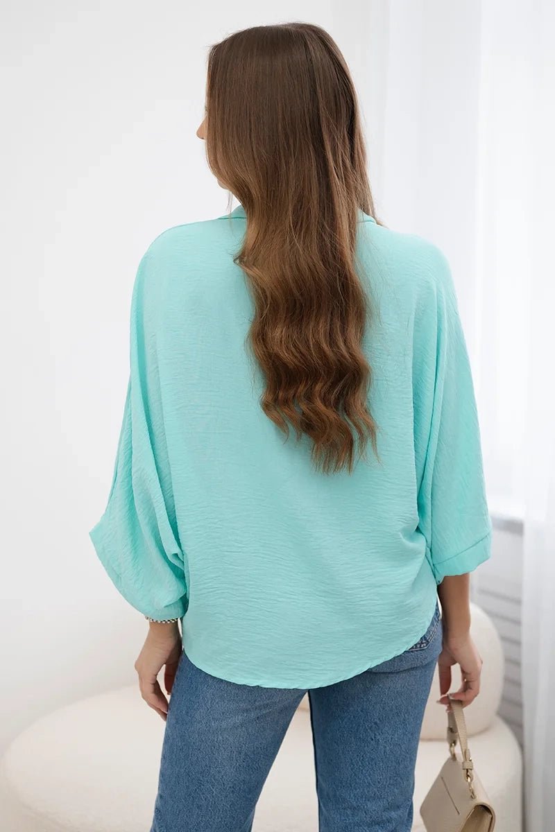 Oversized blouse fastened with buttons IT - 18 / – Mint цвет / color | Lexline Fashion