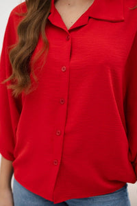Oversized blouse fastened with buttons IT - 18 / – Red цвет / color | Lexline Fashion