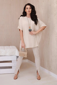 Oversized blouse with pendant IT - 31 / – Beige цвет / color | Lexline Fashion