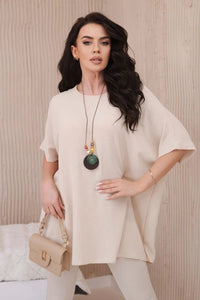 Oversized blouse with pendant IT - 31 / – Beige цвет / color | Lexline Fashion
