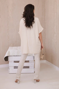 Oversized blouse with pendant IT - 31 / – Beige цвет / color | Lexline Fashion