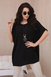 Oversized blouse with pendant IT - 31 / – Black цвет / color | Lexline Fashion