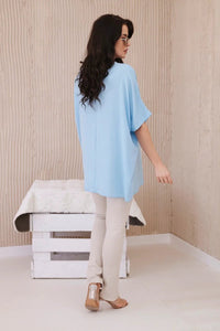 Oversized blouse with pendant IT - 31 / – Blue цвет / color | Lexline Fashion