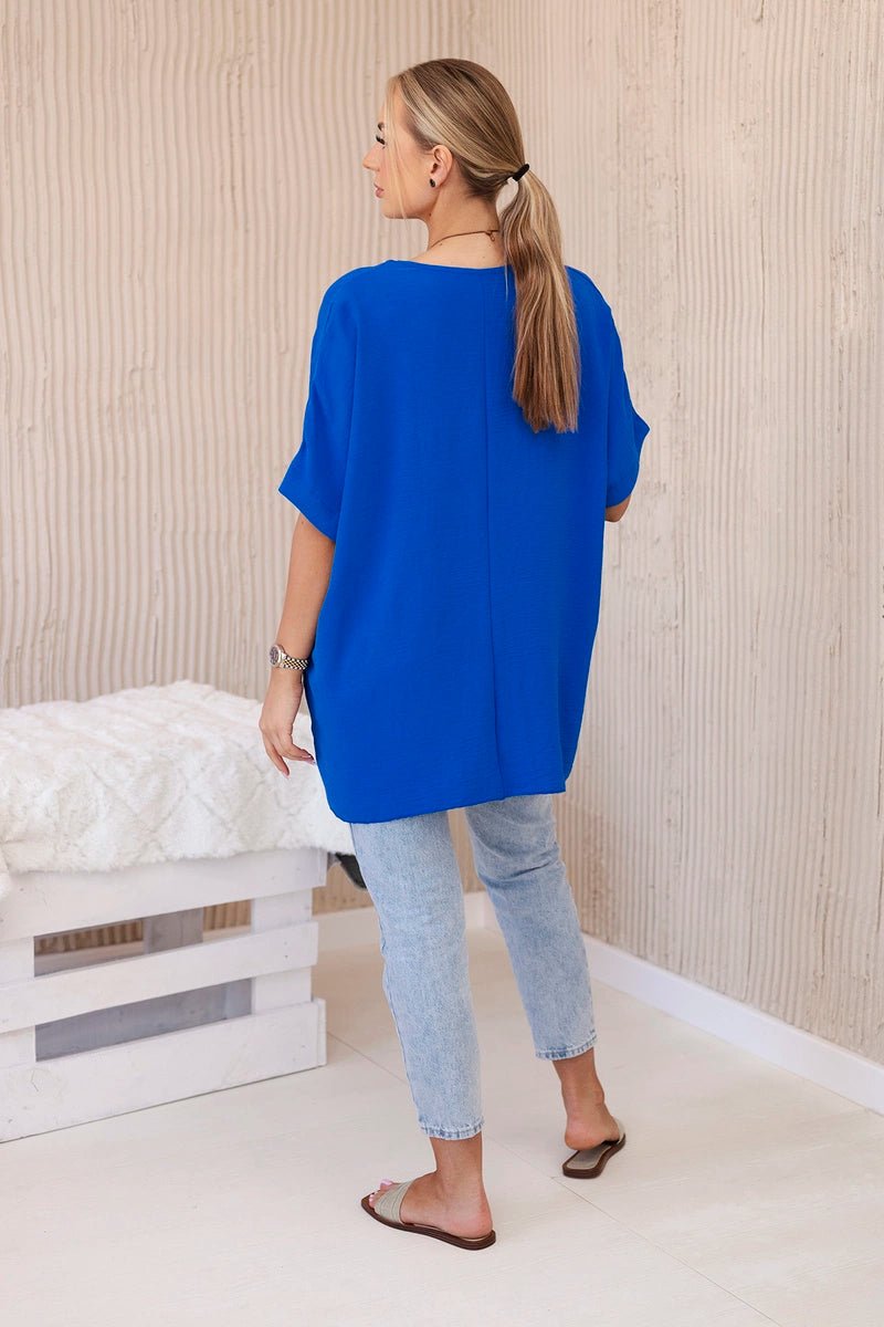 Oversized blouse with pendant IT - 31 / – Blue cornflower цвет / color | Lexline Fashion