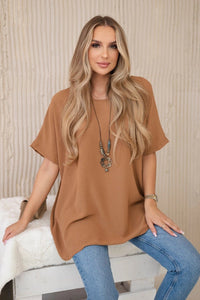 Oversized blouse with pendant IT - 31 / – Camel цвет / color | Lexline Fashion