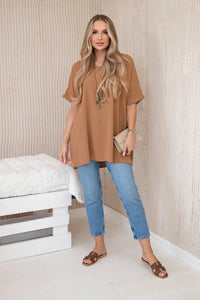 Oversized blouse with pendant IT - 31 / – Camel цвет / color | Lexline Fashion
