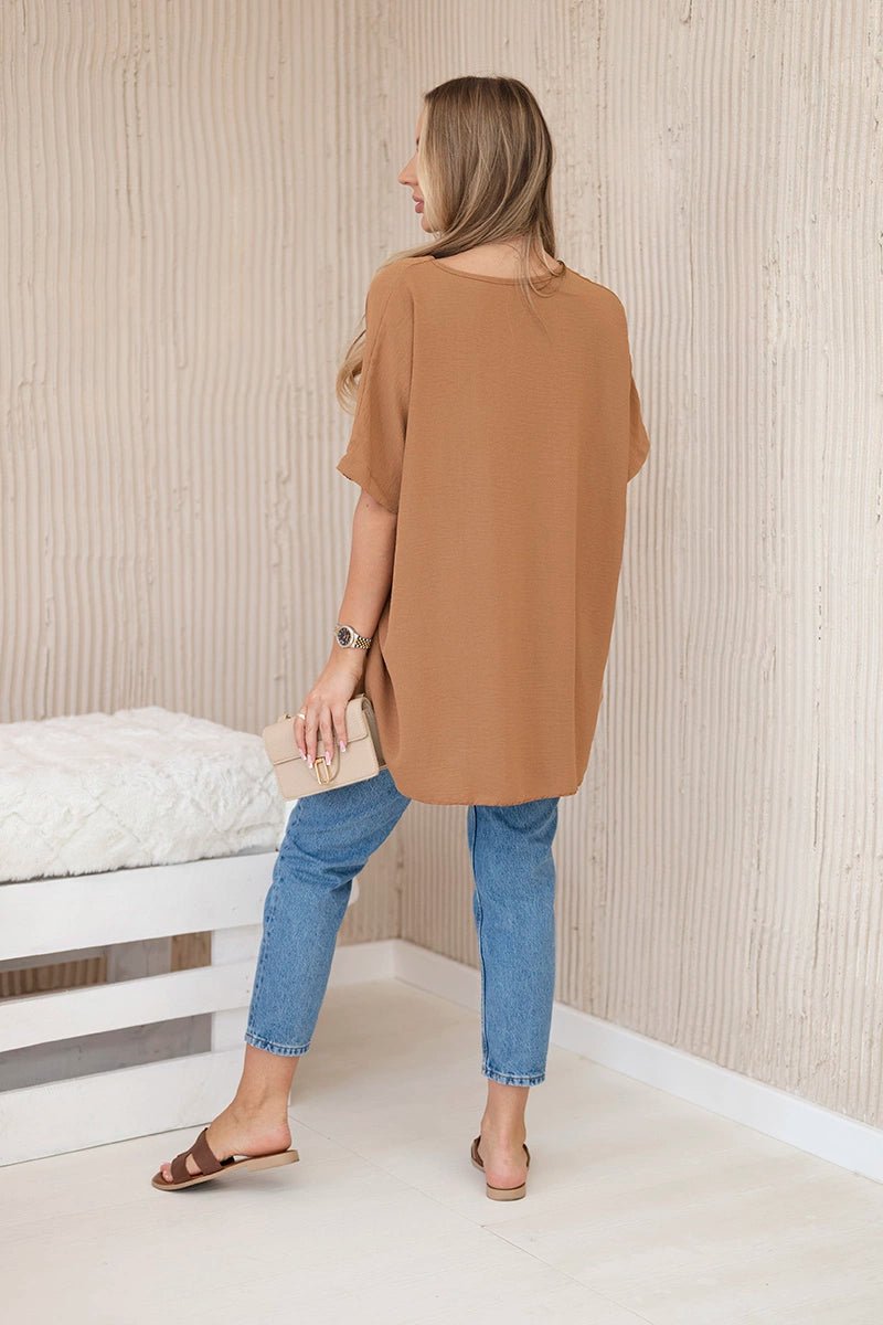Oversized blouse with pendant IT - 31 / – Camel цвет / color | Lexline Fashion