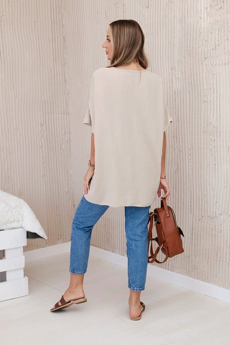 Oversized blouse with pendant IT - 31 / – Dark || beige цвет / color | Lexline Fashion