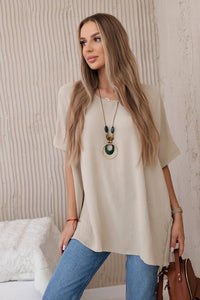 Oversized blouse with pendant IT - 31 / – Dark || beige цвет / color | Lexline Fashion