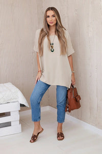Oversized blouse with pendant IT - 31 / – Dark || beige цвет / color | Lexline Fashion