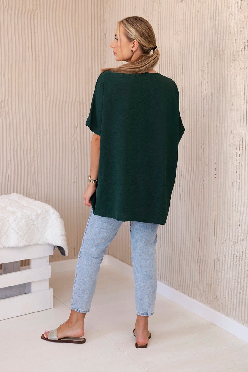 Oversized blouse with pendant IT - 31 / – Dark || green цвет / color | Lexline Fashion