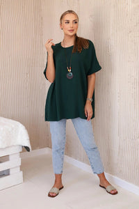 Oversized blouse with pendant IT - 31 / – Dark || green цвет / color | Lexline Fashion