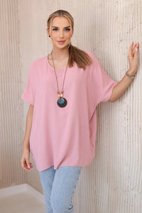 Oversized blouse with pendant IT - 31 / – Dark || pink цвет / color | Lexline Fashion
