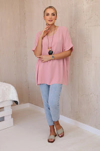 Oversized blouse with pendant IT - 31 / – Dark || pink цвет / color | Lexline Fashion