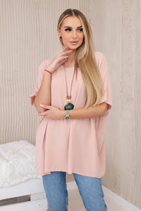 Oversized blouse with pendant IT - 31 / – Dark powder цвет / color | Lexline Fashion