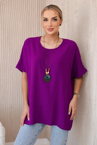 Oversized blouse with pendant IT - 31 / – Dark || purple цвет / color | Lexline Fashion