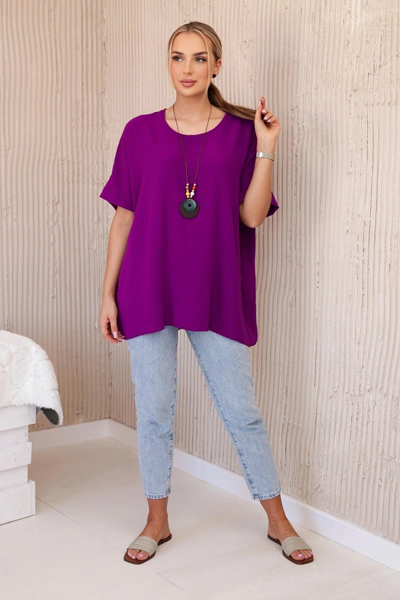 Oversized blouse with pendant IT - 31 / – Dark || purple цвет / color | Lexline Fashion