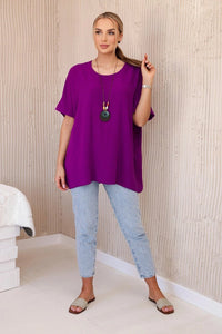 Oversized blouse with pendant IT - 31 / – Dark || purple цвет / color | Lexline Fashion
