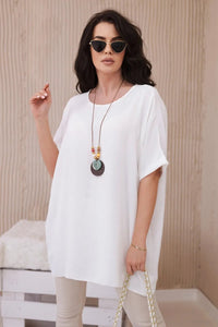 Oversized blouse with pendant IT - 31 / – Ecru цвет / color | Lexline Fashion