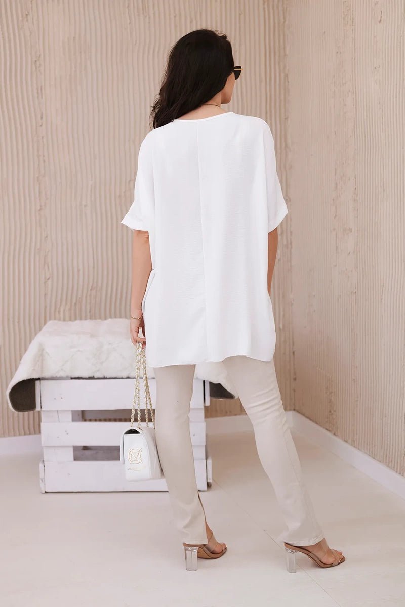 Oversized blouse with pendant IT - 31 / – Ecru цвет / color | Lexline Fashion