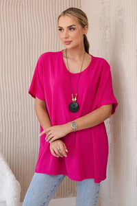 Oversized blouse with pendant IT - 31 / – Fuchsia цвет / color | Lexline Fashion