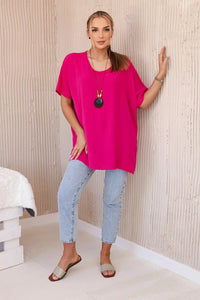 Oversized blouse with pendant IT - 31 / – Fuchsia цвет / color | Lexline Fashion