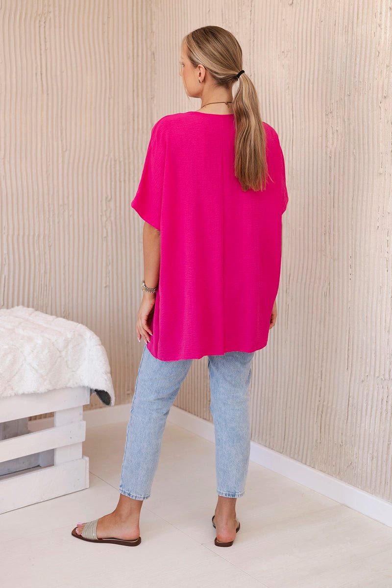 Oversized blouse with pendant IT - 31 / – Fuchsia цвет / color | Lexline Fashion