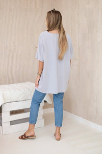 Oversized blouse with pendant IT - 31 / – Gray цвет / color | Lexline Fashion