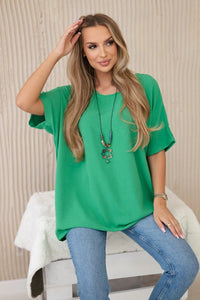Oversized blouse with pendant IT - 31 / – Green цвет / color | Lexline Fashion